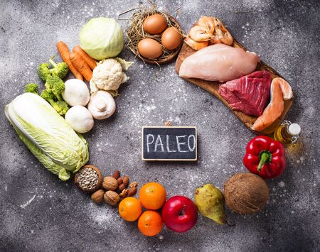 Paleo diet. Healthy high protein and low carbohydrate productsの写真素材