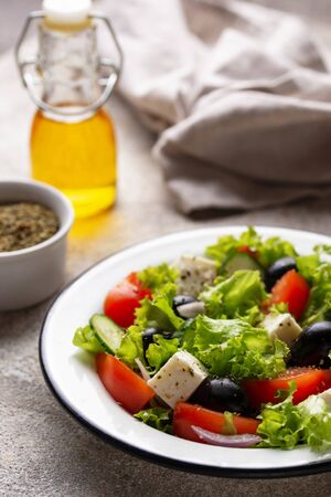 Traditional Greek salad with fetaの写真素材