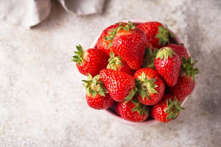Bowl of sweet fresh strawberryの写真素材