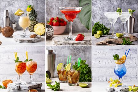 Different summer cocktails. Food collageの写真素材