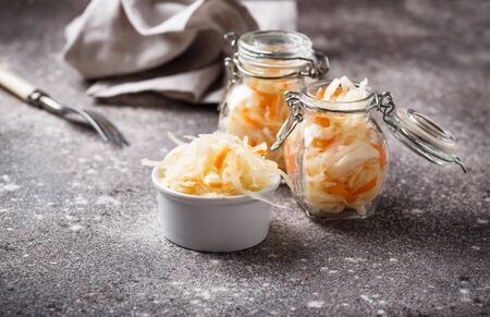 Homemade sauerkraut or pickled cabbageの写真素材