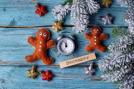 Christmas decorative fit tree toy made of feltの写真素材