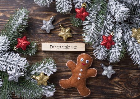 Christmas or New Year festive background with space for textの写真素材
