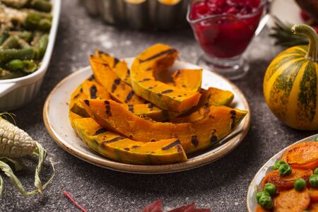 Grilled pumpkin. Thanksgiving Day traditional foodの写真素材