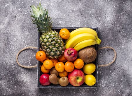 Assortment of fresh tropical fruitsの写真素材