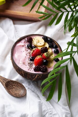 Dessert nice cream with acai berryの写真素材