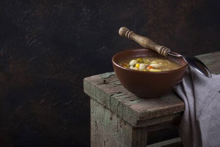 Busy day soup with vegetable and minced meatの写真素材