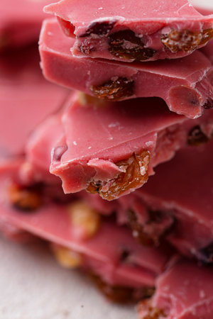 Pink or ruby chocolate, trendy modern food
