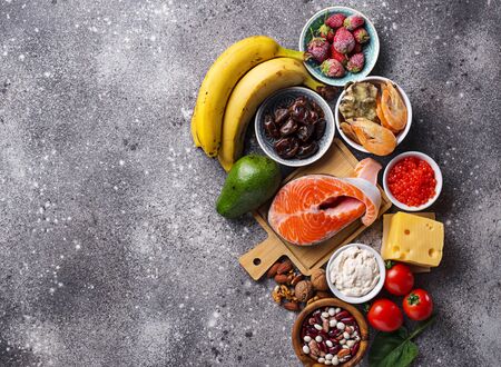 Food for good mood and happiness. Serotonin sourcesの写真素材