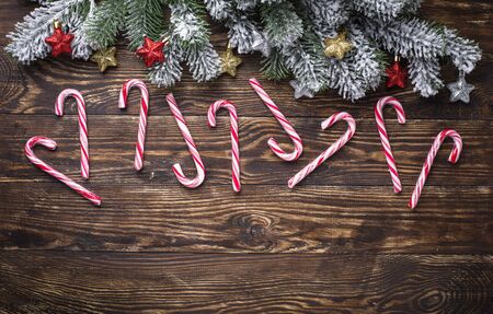 Christmas background with candy caneの写真素材