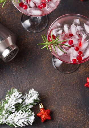 Cranberry margarita cocktail. Festive Christmas or New Year drinkの写真素材