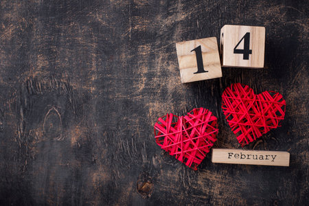 Valentines Day background with red hearts