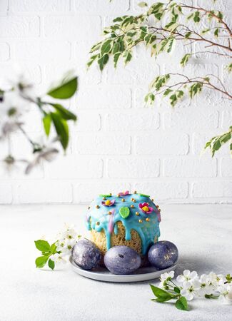 Traditional Easter cake with toppingの写真素材