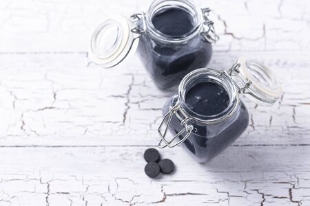 Black activated charcoal detox yogurtの写真素材
