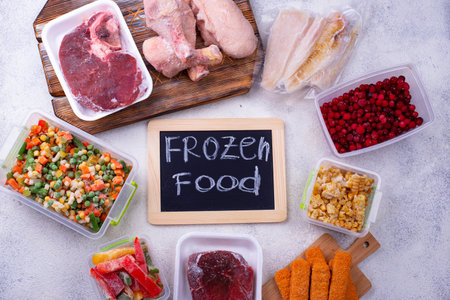 Set of various frozen products