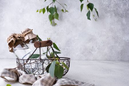 Birch juice, traditional Russian spring drinkの写真素材