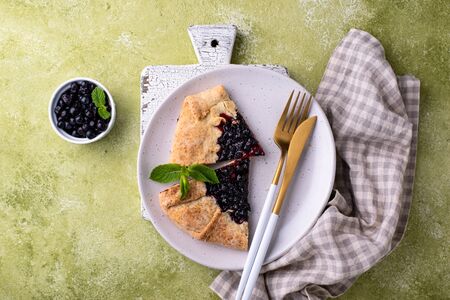 Sweet homemade galette pie with blueberryの写真素材