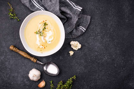 Healthy vegan cauliflower cream soupの写真素材