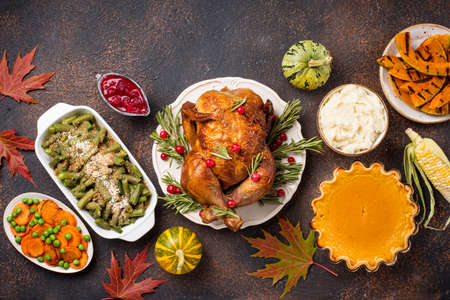 Thanksgiving Day traditional festive dinnerの写真素材