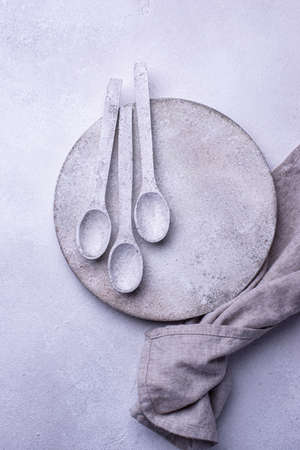 Handmade handcrafted concrete plates and bowlsの写真素材