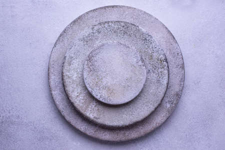 Handmade handcrafted concrete plates and bowlsの写真素材