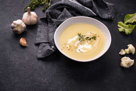 Healthy vegan cauliflower cream soupの写真素材
