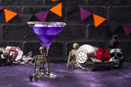 Halloween purple lavender Margarita cocktailの写真素材