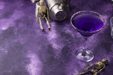 Halloween purple lavender Margarita cocktailの写真素材
