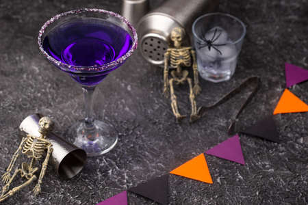 Halloween purple lavender Margarita cocktailの写真素材