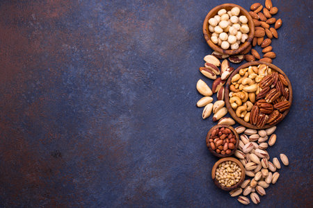Almonds, pecan, macadamia, pistachio, and cashew