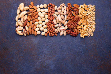 Almonds, pecan, macadamia, pistachio, and cashew