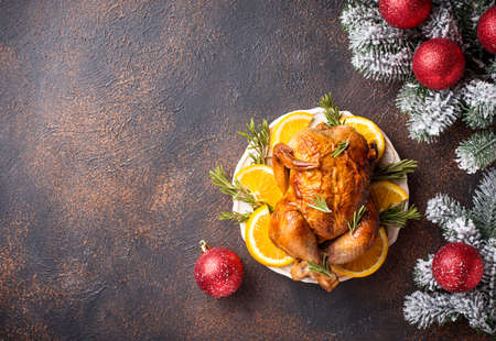 Baked turkey or chicken for holidayの写真素材