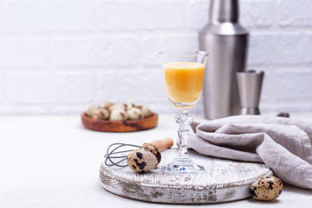 Glass of sweet egg liquorの写真素材