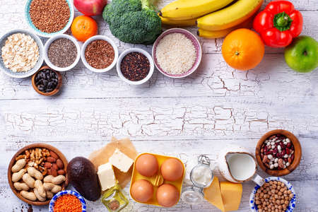 Ovo-lacto vegetarian healthy diet concept.の写真素材
