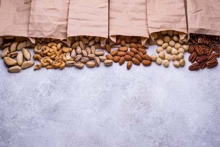 Almonds, pecan, macadamia, pistachio, and cashew