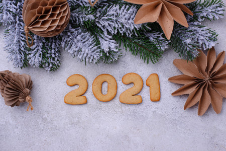 Gingerbread New Year cookies 2021の写真素材