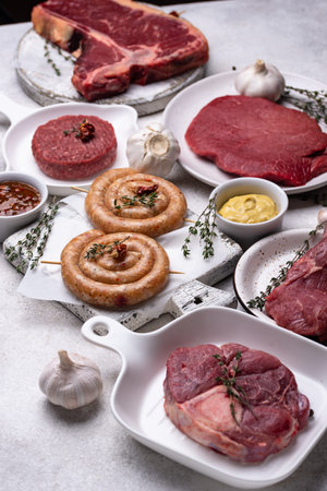 Assortment of various types of meatの写真素材