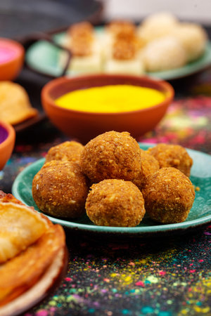 Traditional Indian food laddu for Holi