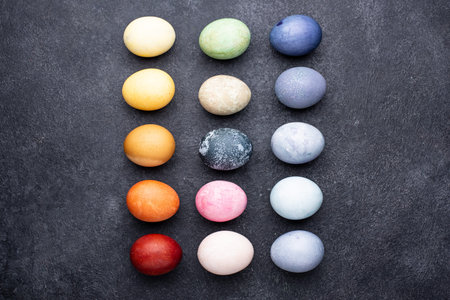 Color Easter eggs painted with organic dye
