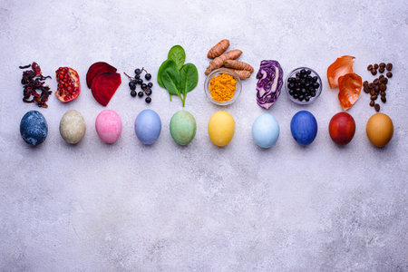 Color Easter eggs painted with organic dye