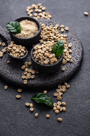 Fresh organic green coffee beans.の写真素材