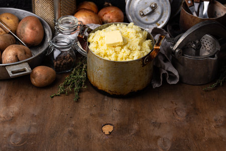 Mashed potato in old vintage pot