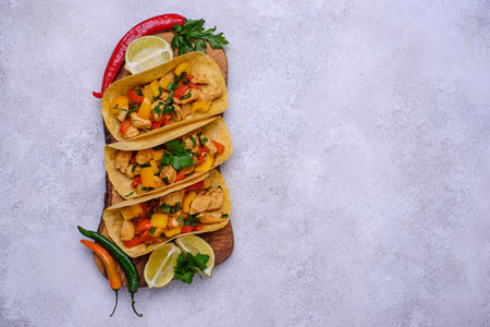 Traditional Mexican tacos with meat
