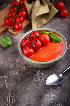 Healthy vegetable tomato cream soupの写真素材