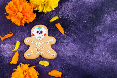 Day of the Dead cookies in shape of sugar skull.の写真素材