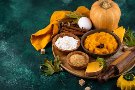 Ingredient for cooking pumpkin pieの写真素材