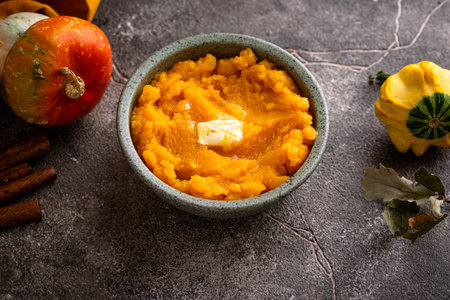 Pumpkin porridge. Traditional autumn dishの写真素材