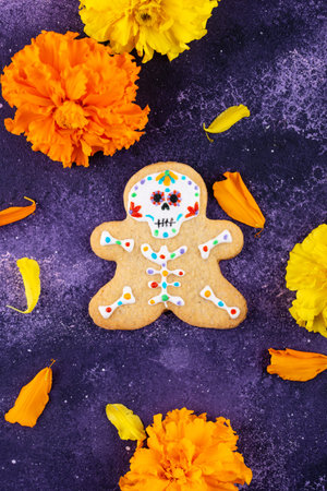 Day of the Dead cookies in shape of sugar skull.の写真素材