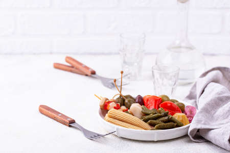 Assortment of marinated or pickled vegetable.の写真素材