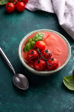Healthy vegetable tomato cream soupの写真素材